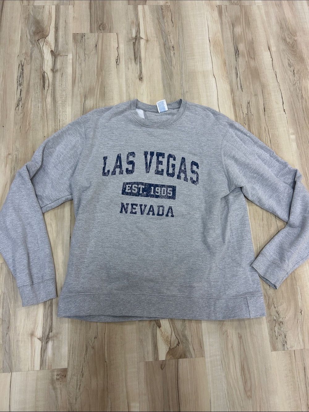 Crewneck Sweatshirt with Navy "Las Vegas Nevada" Print